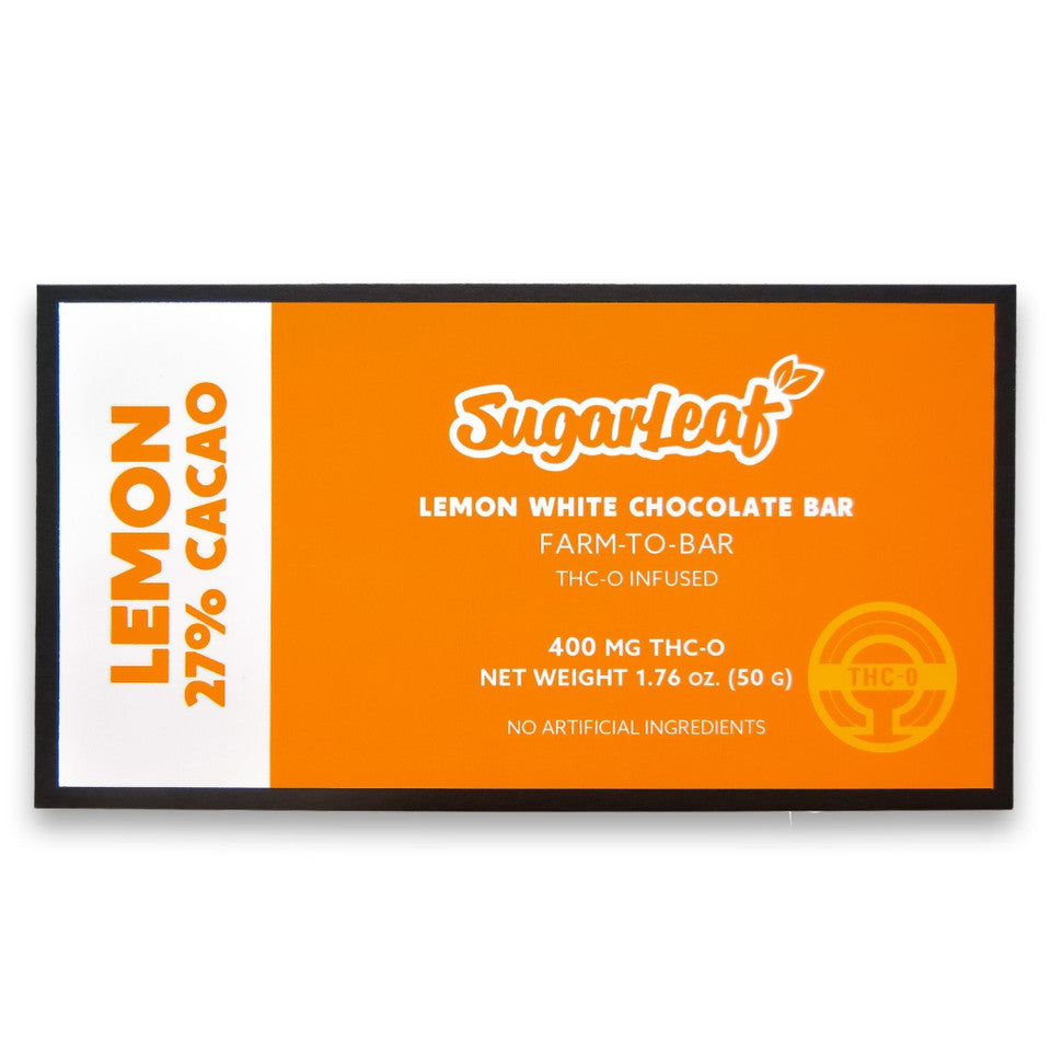 400mg THCO Chocolate Bar Lemon White Sugarleaf