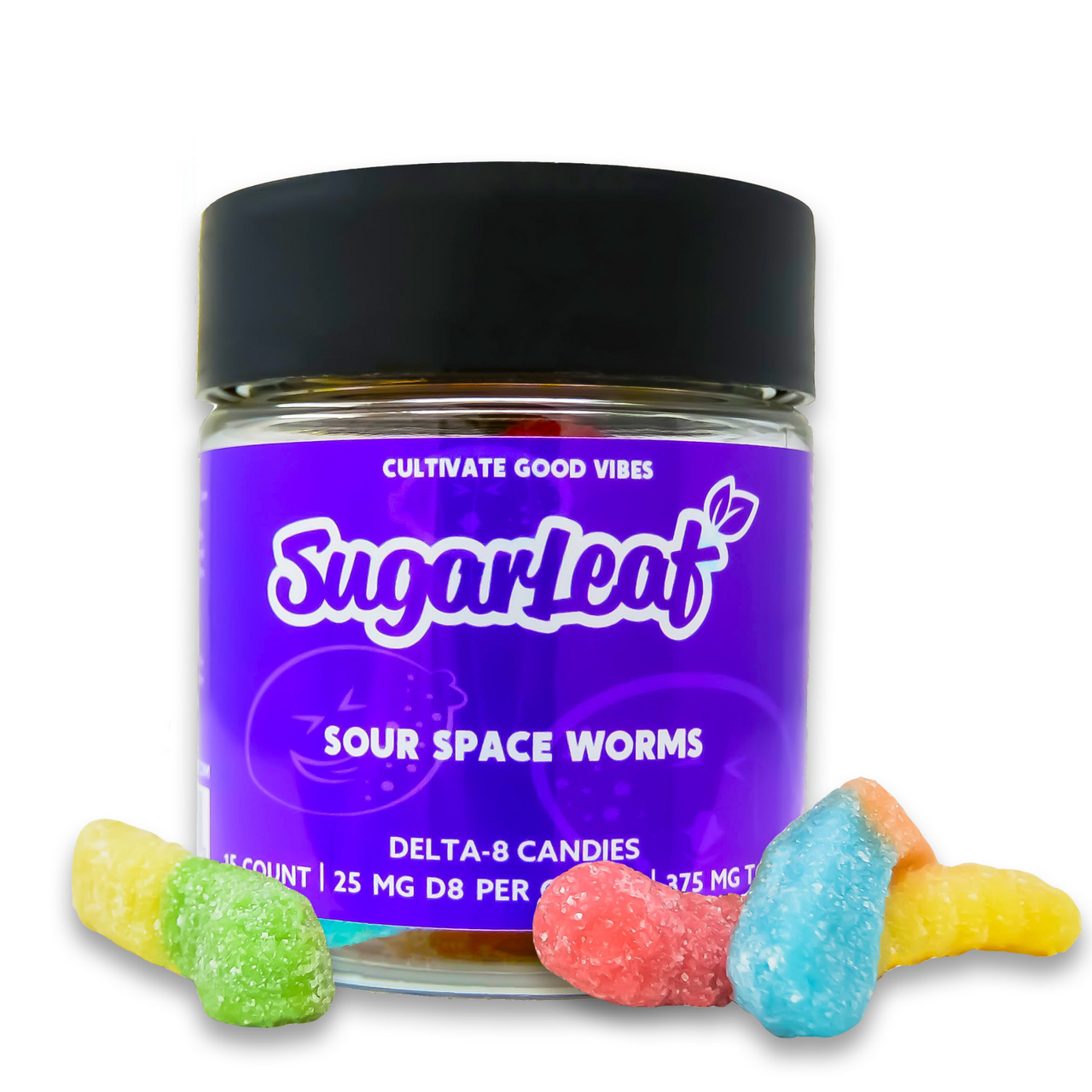 375mg Delta-8 Gummies | 15 ct | Sour Space Worms
