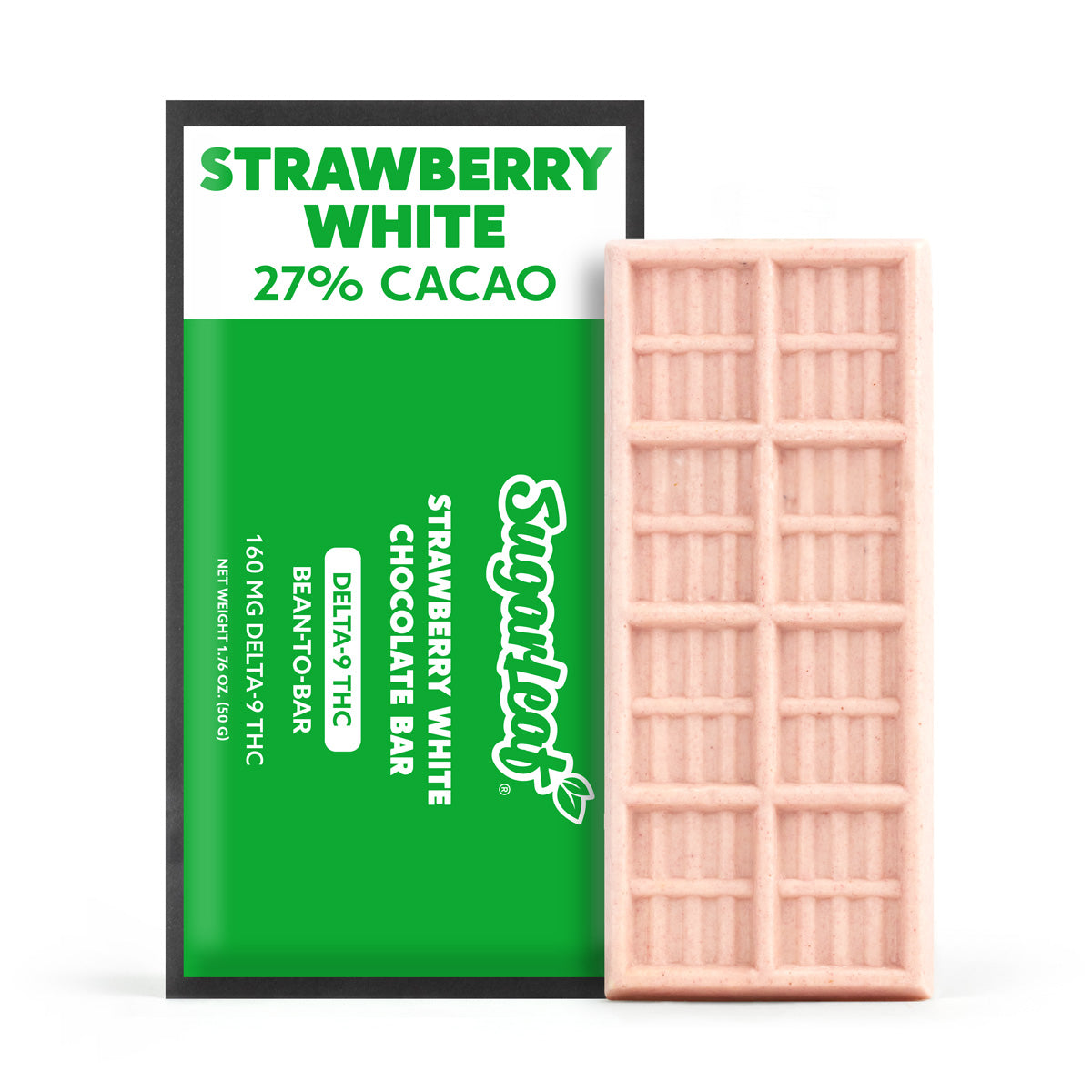 160mg Delta-9 Chocolate Bar | Strawberry White