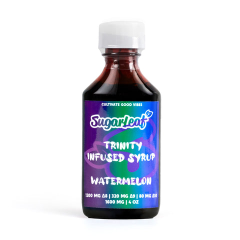 d8 thc d9 thc d10 thc trinity blend infused syrup watermelon flavor 